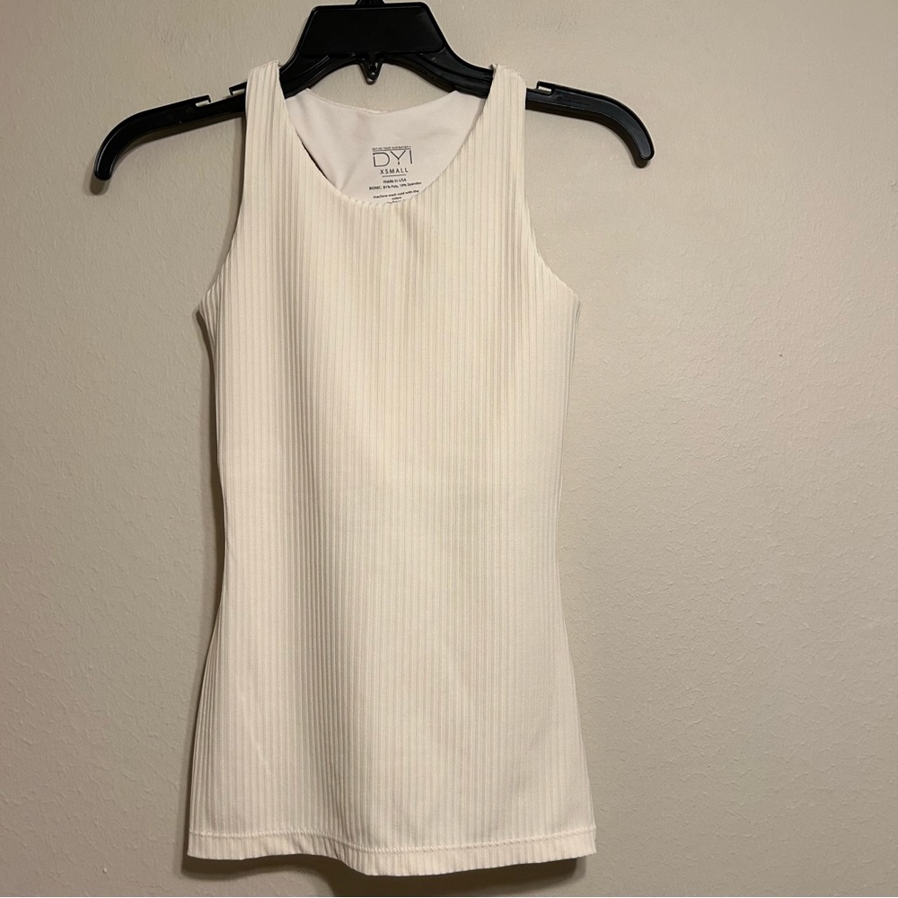 DYI Women White Ivory Ribbed With Built in Bra‎ Tank Size XS